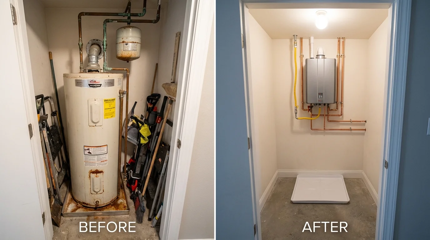 Tank water heater versus wall-mounted tankless unit comparison for Rapid City, MI homeowners